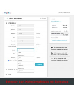 Address form of the module Custom Carriers for Chile for PrestaShop