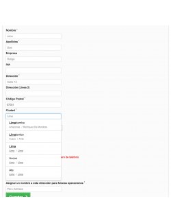 Address form of the module Olva Courier for PrestaShop